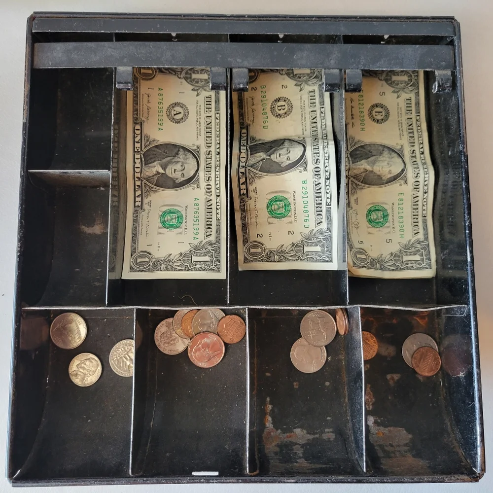 Vintage Metal Cash Register Drawer Tray ~ MCM ~ Industrial ~ Retro ~ Steampunk